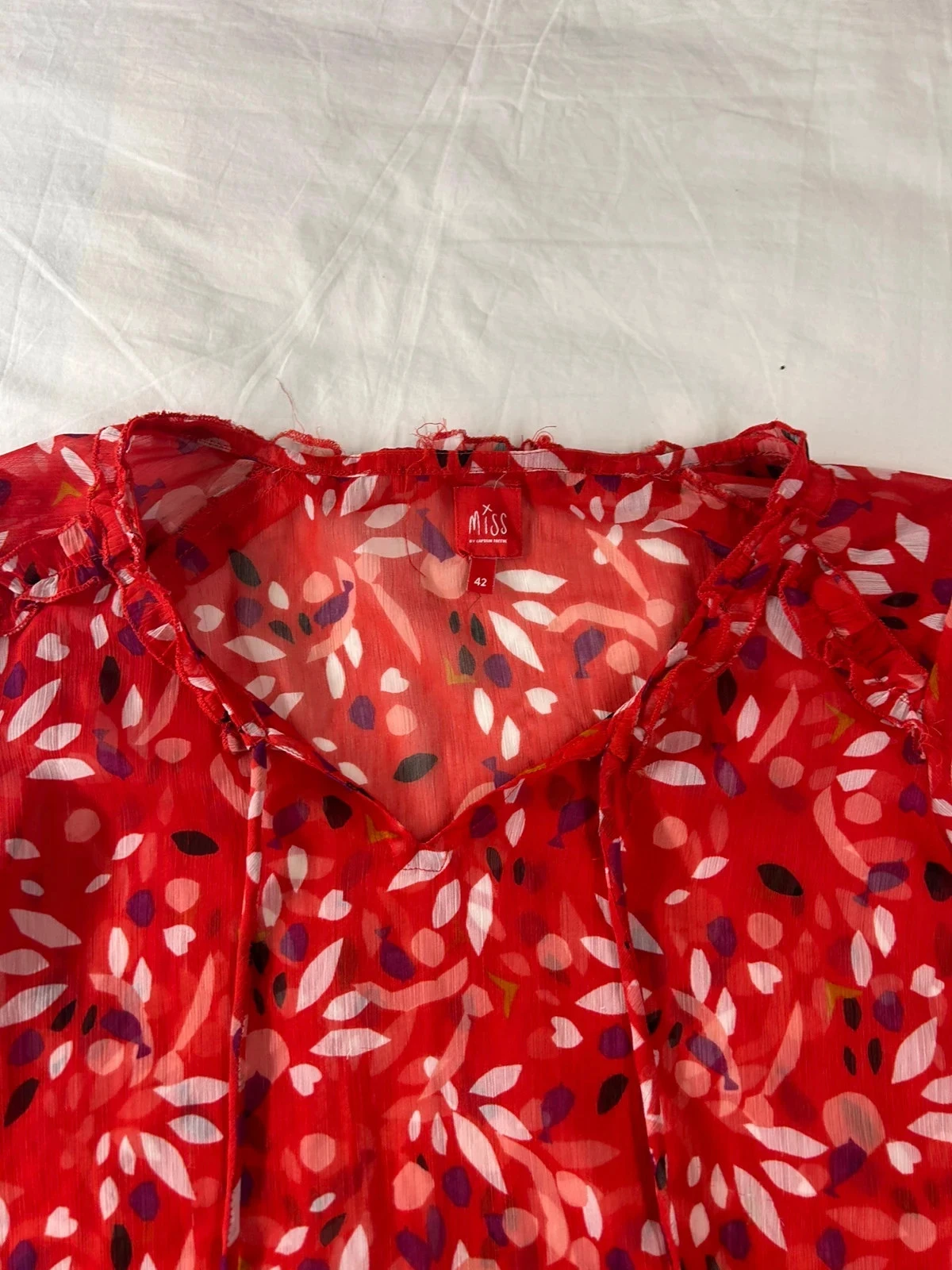 Blusa de manga corta roja transparente miss by captain tortue – photo 6